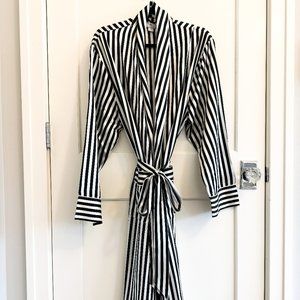 Women's Silk Long Robe in Bengal Stripe (Never worn!)